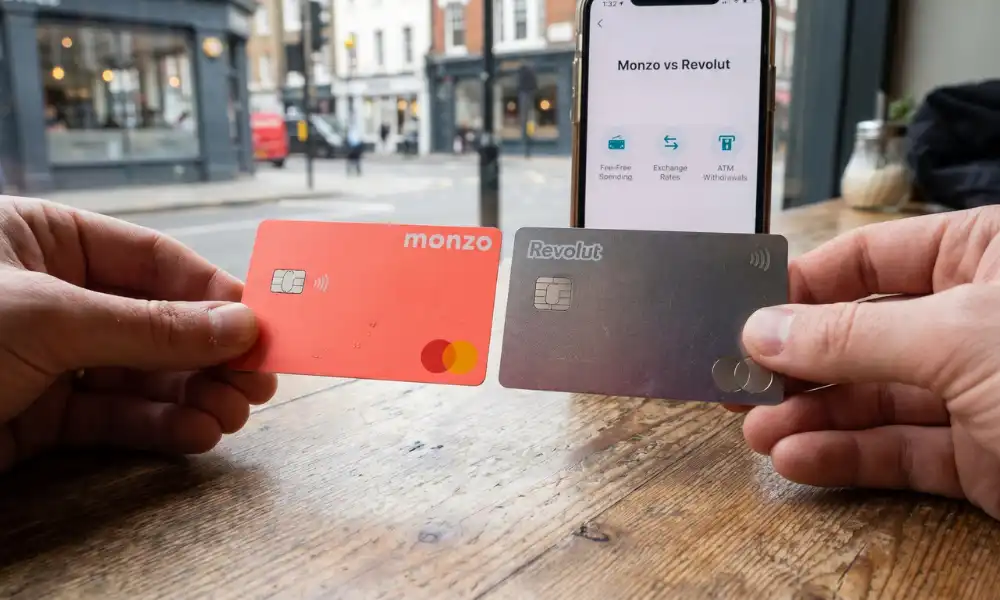 Best credit card to use abroad comparison — Monzo and Revolut travel money card UK features side by side